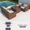 Sofá de exterior Patio Terraza Balcón Sala de estar informal para tres personas Combinación Arte de ratán Silla de ratán para exterior Sofá de ratán Impermeable