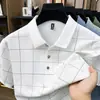 Camiseta de manga corta con cuello para hombre de alta gama, nuevo estilo de verano 2026, top informal a cuadros para papás de mediana edad