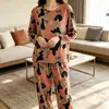Pijama al por mayor de primavera y otoño invierno para mujer, delgado, de manga larga, pantalones, caricatura, lindo, viento, estudiante pequeño, ropa de casa, traje