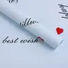 Papel para envolver ramos de flores, papel de regalo, materiales florales para manualidades, texto en inglés con forma de corazón, papel de regalo para fiestas