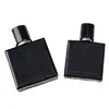 Botella de Perfume Elegante de 50 ml Botella de Perfume Cuadrada Plana Negra Botella con Atomizador Cosmético Botella Vacía de Vidrio