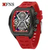 Reloj de Venta Caliente Transfronterizo Ofns, Reloj de Estudiante Moderno con Esfera Grande en Forma de Barril, Reloj de Cuarzo para Hombre Luminoso Personalizado con Láser