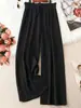Pantalones Casuales de Pierna Ancha Rectos de Cintura Alta de Color Sólido de Talla Grande Sueltos de Verano, de Venta Caliente Transfronteriza Europea y Americana para Mujer, Adelgazantes y Versátiles