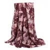 Scarf de Inverno com Estampa Tinta e Corante, Longo, Cetim Algodão Linho, Cachecol para Pescoço Feminino, Xale com Estampa de Rosa, Venda Quente no AliExpress Europeu e Americano