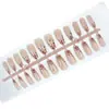 Unhas Usáveis Feitas à Mão Outono Inverno Ano Novo Natal Nude Gradiente de Luxo Leve Alta Classe Clareamento Estampa de Leopardo Folha de Ouro Nail Art Pontas de Unha