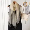 Bufanda de Seda de Lujo 100% Seda de Morera Elegante Chal para Dama Bufanda Delgada para Mujeres con Borde Bordado Regalo Versátil