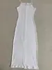 Nuevo Vestido Largo Ajustado de Tirantes Finos con Abertura Estilo Kardashian de Comercio Exterior Transfronterizo, Body Moldeador de Espalda Nadadora para Mujer