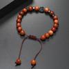 Pulsera retro simple de moda para hombres y mujeres europeos y americanos con cuentas de madera, árbol de la vida, cordón ajustable, pulsera simple de cuentas de madera
