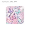 Platos de Papel, Vasos de Papel, Servilletas de Papel, Cubiertos, Banderines, Manteles, Posavasos Grandes y Pequeños, Artículos de Fiesta con Temática de Mariposas Rosas