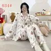 Pijama Feminino 2026 Novo Outono e Inverno Algodão Nuvem Conjunto de Roupa para Casa Desenho Animado Manga Longa Feminino Gola Lapela Outerwear