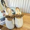 Chinelos Metade Moda Salto Baixo Verão Antiderrapante Sandálias e Chinelos Femininos Roupa Exterior 2025 Estilo Chanel Mocassins de Encaixe