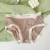 Ropa interior suave de cintura media con estampado de dibujos animados lindos para niñas Estudiantes Mujeres Suave y Cómoda de Hilo Bragas Simples para Mujer