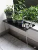 Prancha de Extensão para Suporte de Flores de Varanda para Peitoril Estreito, Prateleira Alargada, Rack de Expansão com Pés Altos e Baixos, Suporte para Vasos de Flores