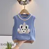 Colete de Tricô Masculino Primavera e Outono colete com bolso de desenho animado para bebês colete de lã estilo Western para bebês e crianças