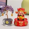 Pequeño Dios de la Fortuna Estilo Chino Árbol de la Fortuna Amatista Amarilla Adorno para Escritorio de Oficina Decoración de Entrada de Sala de Estar Mueble de TV Aparador de Vino