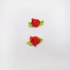 Rosas de Fita de Cetim Coloridas com Folhas Verdes, Flores Pequenas Feitas à Mão, Acessórios e Materiais DIY para Roupas