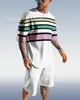 Aliexpress Europeo y Americano Tendencia Masculina Casual Estilo Playa Camiseta con Estampado 3D Texturizado Traje de Shorts Venta al por Mayor Personalización