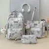 Bolso de Hombro Doble Transfronterizo Nuevo Mochila de Gran Capacidad para Estudiantes de Secundaria Femenina Ligera Reductora de Carga Alta Apariencia Set de Viaje Mochila
