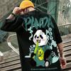 Camiseta Deportiva de Verano de Moda Holgada de Media Manga Hip Hop Graffiti Panda Pequeño Cara de Fantasma Estampada Top de Media Manga de Moda