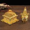La estupa de la estupa está equipada con la estupa de la estupa. La caja tiene 17 cm de alto. Aleación de zinc dorada adornos de Xizang Pagoda Bodhi