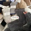 Calcetines Gruesos de Lana de Invierno Hilo Cálido Estilo Coreano Color Ins Bloques de Color Trenza de Punto Calado Calcetines de Media Pantorrilla Calcetines para Mujer Calcetines Arrugados