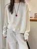 Suéter de tricô com design jacquard estilo francês para outono e inverno, blusa afinar a silhueta, gola redonda, suéter de manga longa único e elegante, moderno