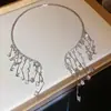 Gargantilla Transfronteriza Europea y Americana de Circonita Forma de Gota de Agua, Cadena para Clavícula de Moda Personalizada Estilo Corte, Accesorio de Cuello de Nicho de Diseñador para Mujer