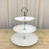 Plato de Frutas de Tres Niveles Plástico Estilo Europeo Pequeño Sala de Estar Hogareño Plato de Exhibición de Dulces y Bocadillos Bandeja para Pasteles Estante para Bocadillos Otros