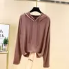 Nueva Camiseta con Capucha de Manga Larga de Modal para Mujer, Primavera y Verano, Talla Grande, Capa Interior Holgada, Top Delgado con Protección Solar, Moderno