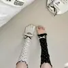 Cubiertas de calcetín de lunares retro japonesas, Calentadores de pierna finos de verano Y2K con lazo y volantes, Versátiles y adelgazantes para mujer