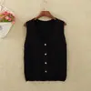 Chaleco Suéter Cárdigan de Punto para Mujer Corto Estudiante Cuello en V Sin Mangas Lana Chaleco Principios de Otoño Nuevo Estilo