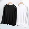 Camiseta masculina de manga comprida, oversized e de corte solto, perfeita como camada base para o outono, com estampas da moda e cores lisas, versátil e estilosa