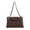 Bolso de cadena de alta gama retro con patrón de diamantes para mujer, nuevo bolso de hombro versátil de moda 2026, bolso cruzado simple y elegante