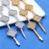Hip-Hop Europeo y Americano Transfronterizo Plata S925 Moissanita Trébol de Cuatro Hojas Cadena de Tenis Joyería de Lujo Accesible Accesorios de Joyería de Alta Gama para Mujer