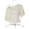 Comercio Exterior de Amazon 2026 Verano Nueva Moda Estilo Chica Popular Espalda con Lazo Cintura Ajustada Color Sólido Manga Corta Top para Mujeres Venta al por Mayor