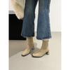 Botas Delgadas Negras de Gamuza Retro con Tacón Grueso Botines Pequeños Bajos Zapatos de Mujer 2025 Nuevo Otoño Versátiles Estilo Coreano Botines Pequeños para Tobillo