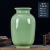Jarrón de cerámica de Jingdezhen, esmalte celadón, arreglo floral chino estilo antiguo, decoración del hogar para sala de estar, estante de exhibición, recibidor y mueble de TV