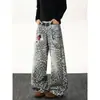 Nuevos Jeans de Pierna Ancha con Estampado de Leopardo Retro Americano para Primavera y Otoño Estilo Nicho Moderno Holgado Pantalones Largos Casuales con Caída