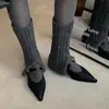 Zapatos de Commuter Estilo Francés~2026 Estampado de Leopardo Punta Fina Correa Única Mary Jane Zapatos de Piel con Tacón Medio Grueso y Punta Baja