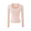 Camiseta de Manga Larga con Cuello en U Estilo Puro Deseo, Nueva Moda de Primavera Sexy Ajustada de Color Sólido Capa Interior Camisa Base Casual para Mujer
