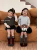 Calcetines de algodón peinado de canalé doble para niñas, de otoño, hasta la mitad de la pantorrilla, calcetines holgados infantiles sin costuras, estilo coreano, lote mixto