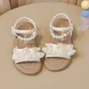 Sandálias Estilo Princesa Infantil 2026 Novo Estilo Meninas Sola Macia Antiderrapante Verão Renda Borboleta Meninas Pérola Sapatos Casuais