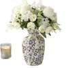 Porcelana Azul y Blanco China de Alta Gama Retro Entrada Jarrón de Cerámica Hogar Sala de Estar Arreglo Floral Adornos Decorativos Flores Frescas Hidropónicas
