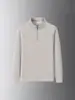 Sudadera de hombre con media cremallera y cuello alto, nueva de primavera 2024 estilo coreano, cálida, casual, color liso, top pullover moderno