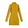 Ap25661-25 Novo Estilo Outono Europeu e Americano Sexy Sexy Elástico Justo ao Corpo Gola Alta Manga Longa Vestido