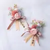 Estética Rosa Champaña Rosa Hortensia Ramillete Flor de Muñeca Novio Novia Padrino Dama de Honor Boda Flor de Solapa