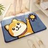 Alfombrilla antideslizante para baño, alfombrilla de puerta de inodoro de Shiba Inu de dibujos animados para dormitorio, alfombra de mascota aterciopelada, alfombrilla de suelo absorbente para baño
