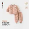 Roupas de Algodão para Bebê Conjunto Dividido Espesso de Inverno com Acolchoamento de Algodão de 120g Roupas de Passeio para Bebê Roupas de Casa para Crianças Conjunto de Duas Peças