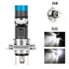 Farol de LED para motocicleta novo transfronteiriço, P15D H4, design de três pinos, cor dupla amarelo e branco, lente com anel azul, farol dianteiro spotlight