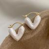 Pendientes de Corazón de Esmalte Blanco de Lujo Ligero y de Gama Alta para Mujer, Pendientes de Moda Pequeños y Exquisitos, Nuevos Accesorios de Oreja de Moda